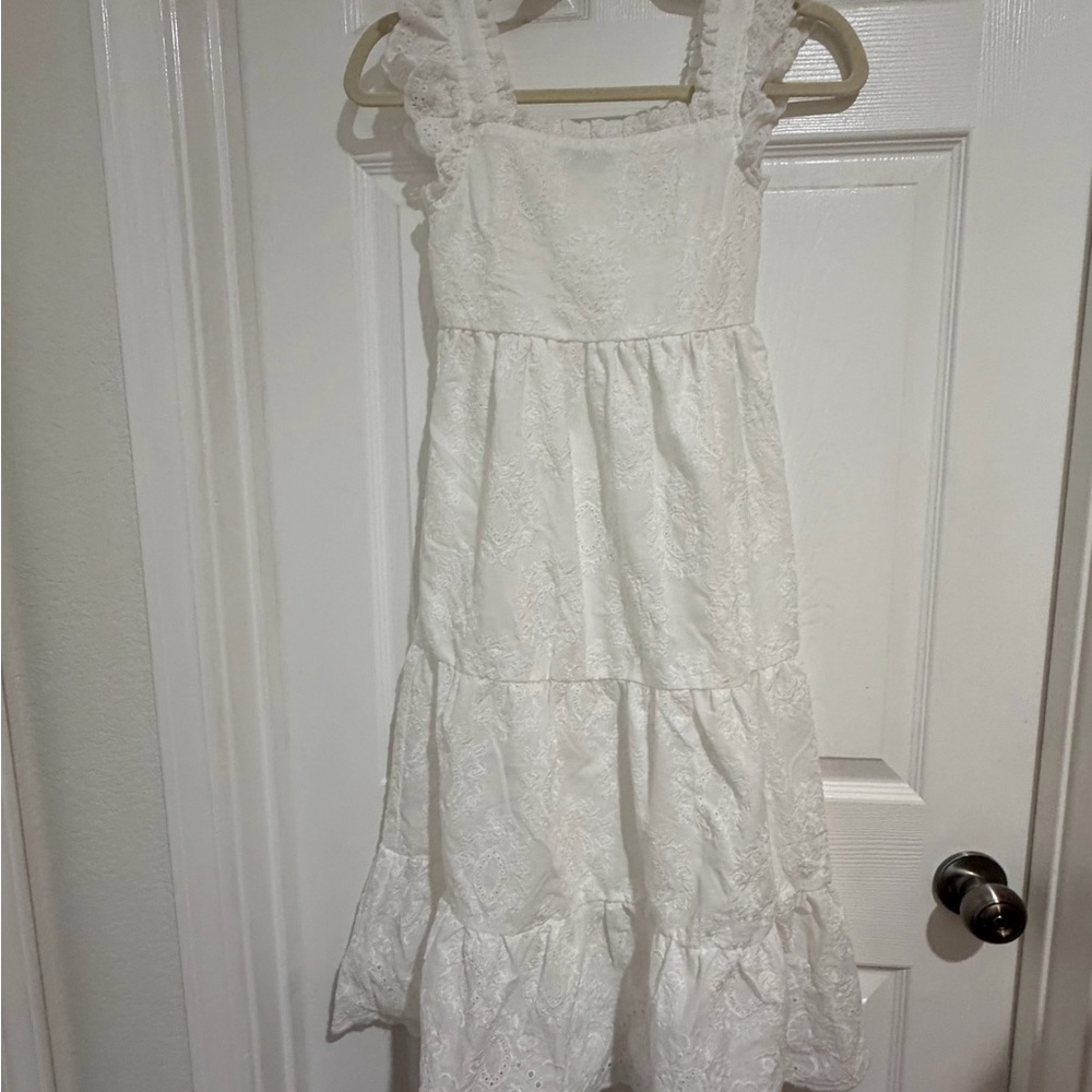 Rare Editions White Lace Tiered Dress